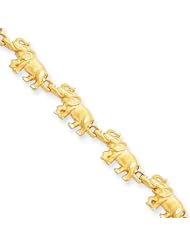 14 Karat Yellow Gold Elephant Bracelet - 7 Inch
