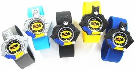 Cartoon 3D Watch Rubber Snap-on Slap Cuff Boys Girls Watches Birthday Gift (Black)
