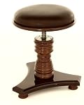 Round Piano Stool - Adjustable Height- Luxurious Seat - Polished Walnut