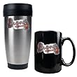 Atlanta Braves MLB Stainless Steel Travel Tumbler & Black Ceramic Mug Set - Primary Logo by Great American Products