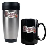 Atlanta Braves MLB Stainless Steel Travel Tumbler & Black Ceramic Mug Set - Primary Logo