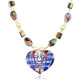 Silver Foil Heart Murano Glass Necklaces