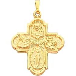 Gold Plated Four Way Cross Charm 24"