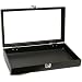 Black Jewelry Travel Showcase Display Glass Lid Case