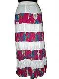 Womens Summer Fashion Tie Dye long skirts in White-Pink cotton 40