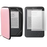 Pink Hard Case Cover & Screen Protector For Amazon Kindle 3