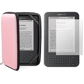 Pink Hard Case Cover & Screen Protector For Amazon Kindle 3