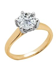 1.50 Ct Round H/I I1 Diamond 18K Yellow Gold Ring