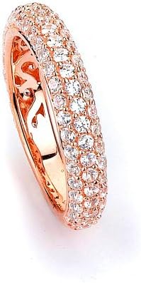 Sterling Silver Micro-Pave Cz Band With Rose Gold Plating, Measuring 4Mm Wide,