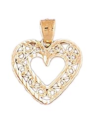 Dazzlers Solid 14k Gold Filigree Heart Charm Pendant Available in three colors from jewelsberry (weights: 2.1 grams only)