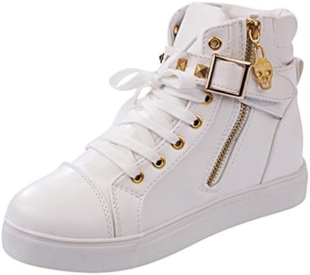 Lifeng Womens Canvas Lace-up Zipper Increat Confortable Sports Shoes(7 B(M) US, White)
