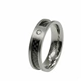 Titanium Rings with diamond and black carbon fiber - Sizes: 08-12/Width: 6mm