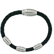 Men's Bracelet Leather Black Woven with Stainless Steel Magnetic Brushed Satin Links 8 3/4" by Bucasi SALE Men's Bracelet Leather Black Woven with Stainless Steel Magnetic Brushed Satin Links 8 3/4" by Bucasi SALE