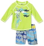 Charlie Rocket Baby-boys Infant Shark Rash Guard and Graded Shark Short