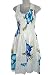 HAWAIIAN HIBISCUS BLUE & WHITE ELASTIC TOP SUN DRESS- ONE SIZE (M-XL) tc087