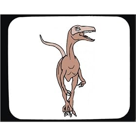 Mouse Pad with dinosaur, running, brown, raptor, velociraptor