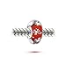 Bling Jewelry 925 Silver Simulated Ruby Murano Glass Foil Snowflake Bead Fits Pandora