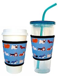 Joe Jacket - Neoprene reusable coffee sleeve - hot or cold drink sleeve insulator - Dog Lover Gift - Dogs (one sleeve)