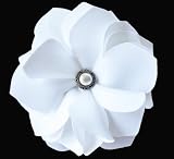 NEW Wedding White Satin Flower Hair Clip/brooch with Vintage Pearl Embellishment