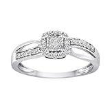 Sterling Silver Princess Cut Center and Round Sides Diamond Ring (0.20 cttw, H-I Color, I2-I3 Clarity), Size 8