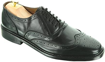 Handmade Damen Frost Vollo Mens Leather Shoes, Wing-tip Oxford Classic Design, Color Black, Size US12
