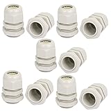 uxcell　ケーブルグランド　コネクタ　ジョイント　10個入り　24mmの直径　M24x1.5　ホワイト