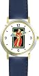 Woman Angel in Red & Gold - Cherub, Angel or Cupid Theme - WATCHBUDDY&reg; DELUXE TWO-TONE THEME WATCH - Arabic Numbers - Blue Leather Strap-Size-Large ( Men's Size or Jumbo Women's Size )