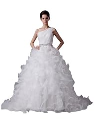 Plus Size Organza/Tulle One Shoulder   Ball Gown Wedding Dress 