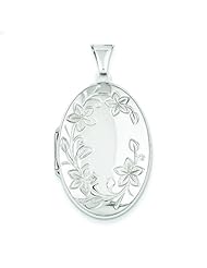 Sterling Silver Flower Oval Locket Jewelry 41mm