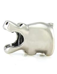 Sterling Silver Growl Hippopotamus Ohm Bead Charm whf019