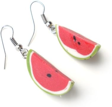 Idin Handmade Earrings - Miniature red watermelon polymer clay drop earrings