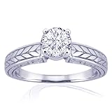 1 Round Vintage Diamond Engagement Ring EGL I COLOR