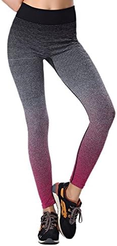 Prettygood Women's High Waist Elastic Quick Dry Sports Yoga Pants Leggings YP001 Rose red