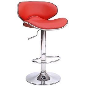 Kappa Contemporary Adjustable Barstool - Cherry Red 