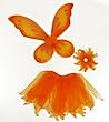 3 Piece Girls Orange Pixie Fairy Costume Wing Set with Wings, Tutu, Hair-tie (Pony-o). Select Color: Orange