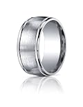 Bechmark Ring Argentium Silver 10mm Comfort-Fit Satin-Finished High Polished Round Edge Design Band