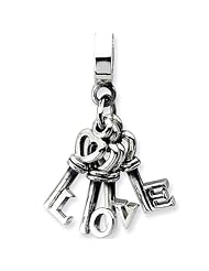Reflection Beads Silver Love Keys Love Dangle