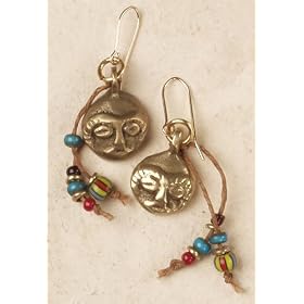 African Mask and Trade Bead Earrings