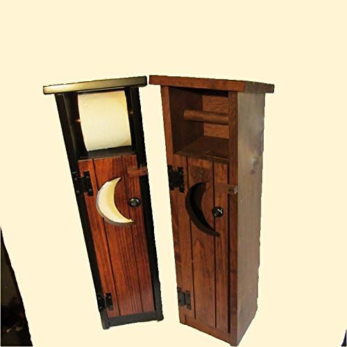 Amish Handcrafted, Outhouse Toilet Paper Dispenser & Storage, Solid Wood, 2 Tone Smooth High Shine Black & Boston Cherry Finish - Made By The Amish Guys