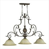 IMAGE OF Quorum 6966-3-76 Francesca 3 Light Island, Florentine Gilt Finish w/Antique Amber Scavo Glass