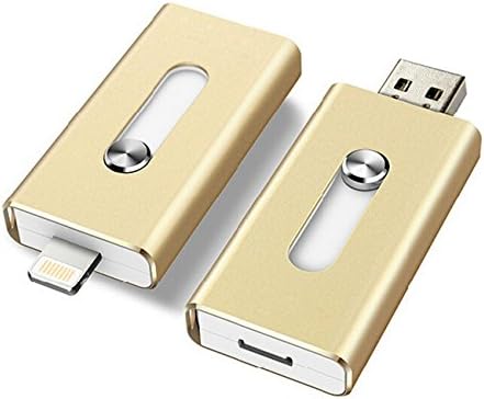 Apple Phone U Disk, Altavors 8g 16g 32g Otg USB Dual Disc Push-pull Computer Phone External Hard Drive Double Plug Apple Disk Iphone6/5 (32g Gold)