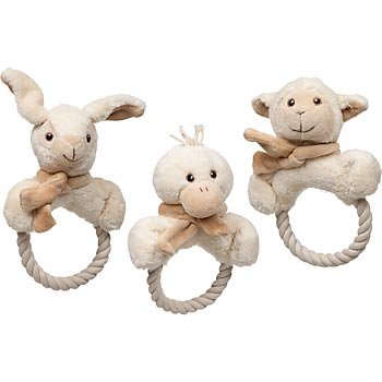 Naturals Sheep, Rabbit or Duck Rope Tug Ring Dog Toy