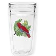 Tropical Parrots 12 oz Slimline Insulated Beverage Tumbler, Clear