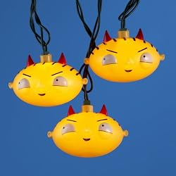 Set of 120 Family Guy Devil Horned Stewie Head Christmas Lights - Green Wire