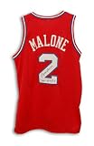 Moses Malone Philadelphia 76ers Autographed/Hand Signed Red Throwback Jersey Inscribed ''2001 HOF''