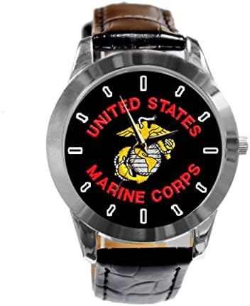 dog marines corps usmc Custom genuine leather strap stainless steel back Unisex Watch