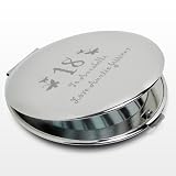 Personalised Silver Round Age Butterfly Compact Mirror Great Gift Idea for Women Wedding Xmas Valentines Day Mothers Day Anniversary Birthday Christmas