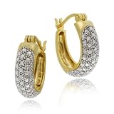 18kGoldOverlaySterlingSilverDiamond-AccentHoopEarrings