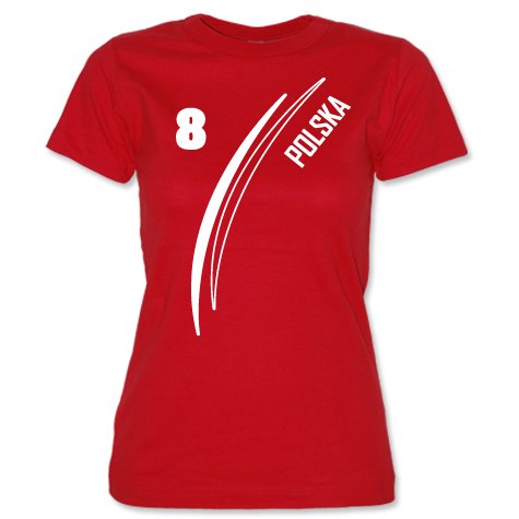 POLEN – POLSKA – EM 2012 Rot – WOMEN T-SHIRT MIT WUNSCHNUMMER by Jayess Gr. M