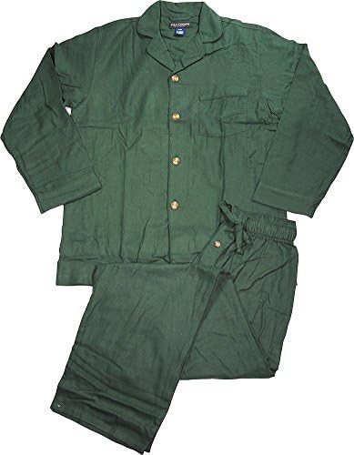 State O Maine - Mens Long Sleeve Long Leg Yarn Dyed Flannel 2 Piece Pajama Set, Green 39353-Small